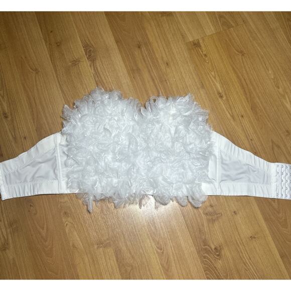 French Kiss White Fluffy Tulle Corset Crop Top Womens M/L Festival Fairy Angel - Picture 7 of 13